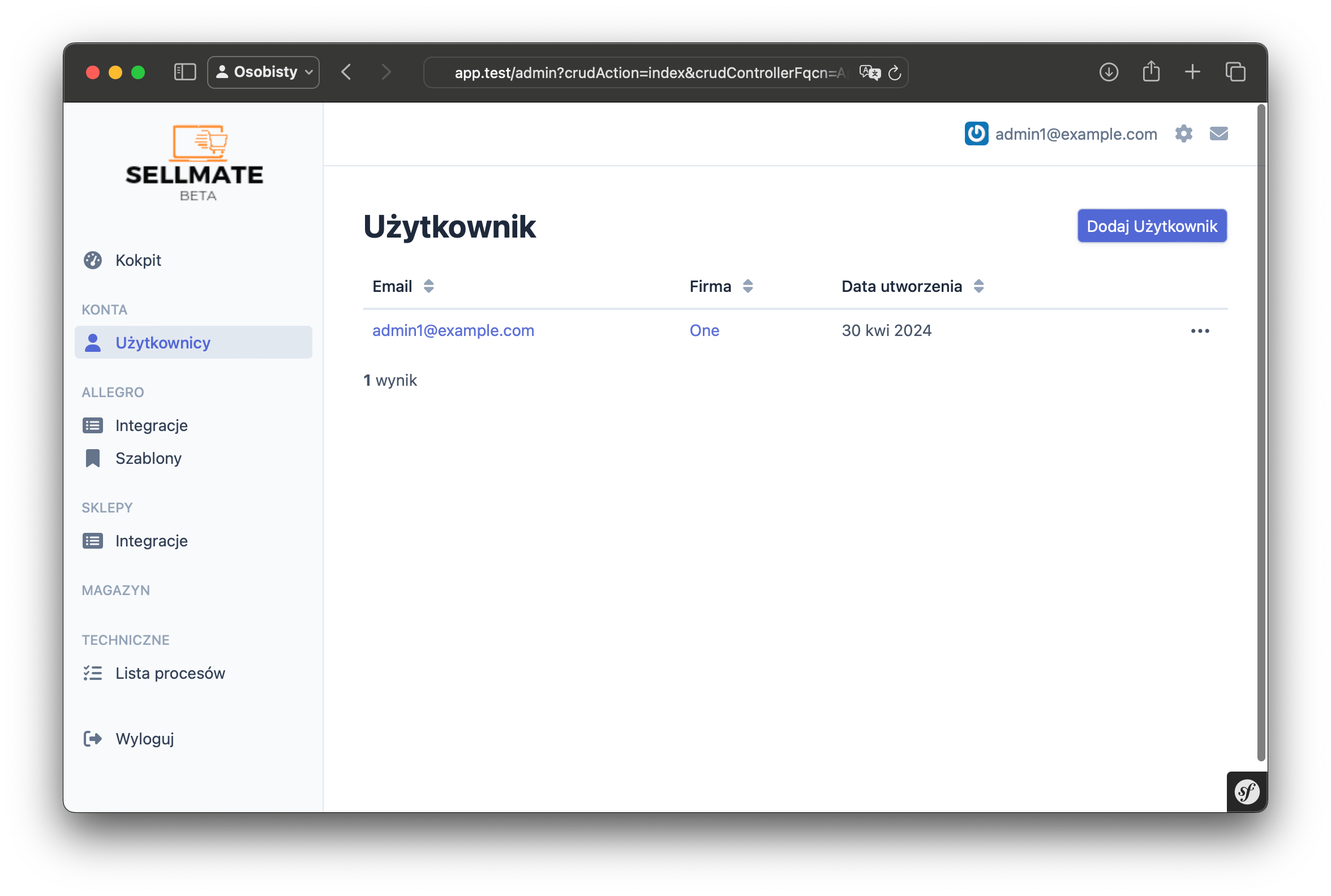 lista użytkowników