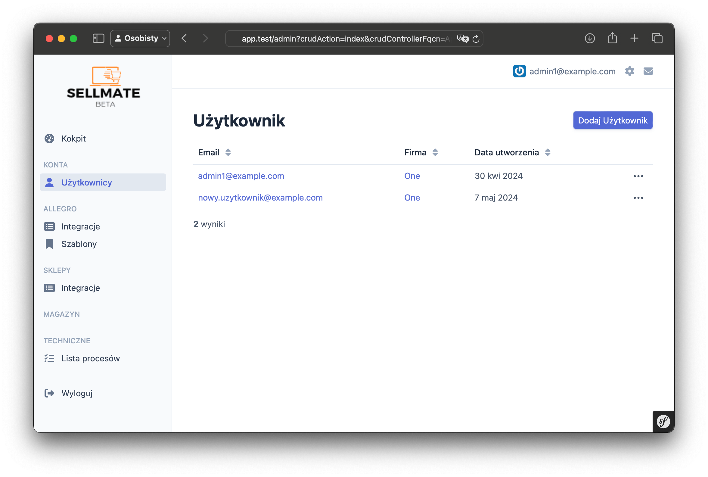 lista użytkowników